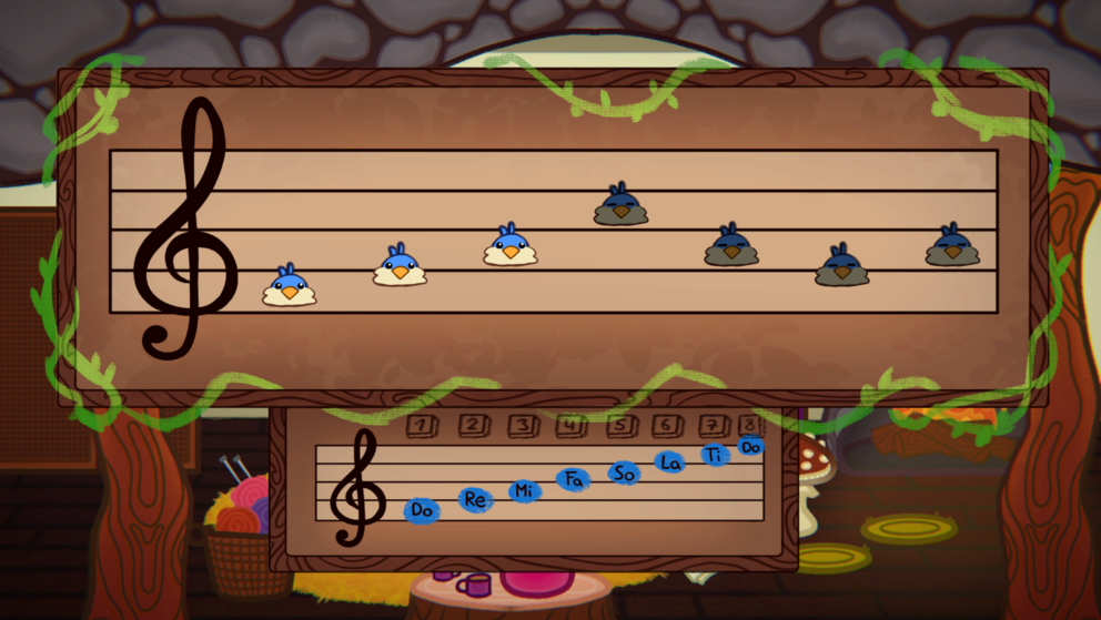 Musikmechanik im GamesLab Spiel "Melodie der Meisen"